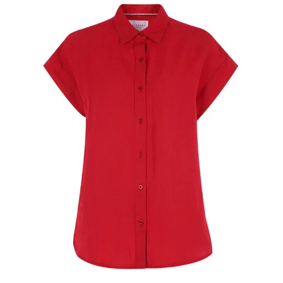 NWT The Shirt by Rochelle Behrens Short Sleeved Boyfriend Shirt in Persimmon - Picture 2 of 7